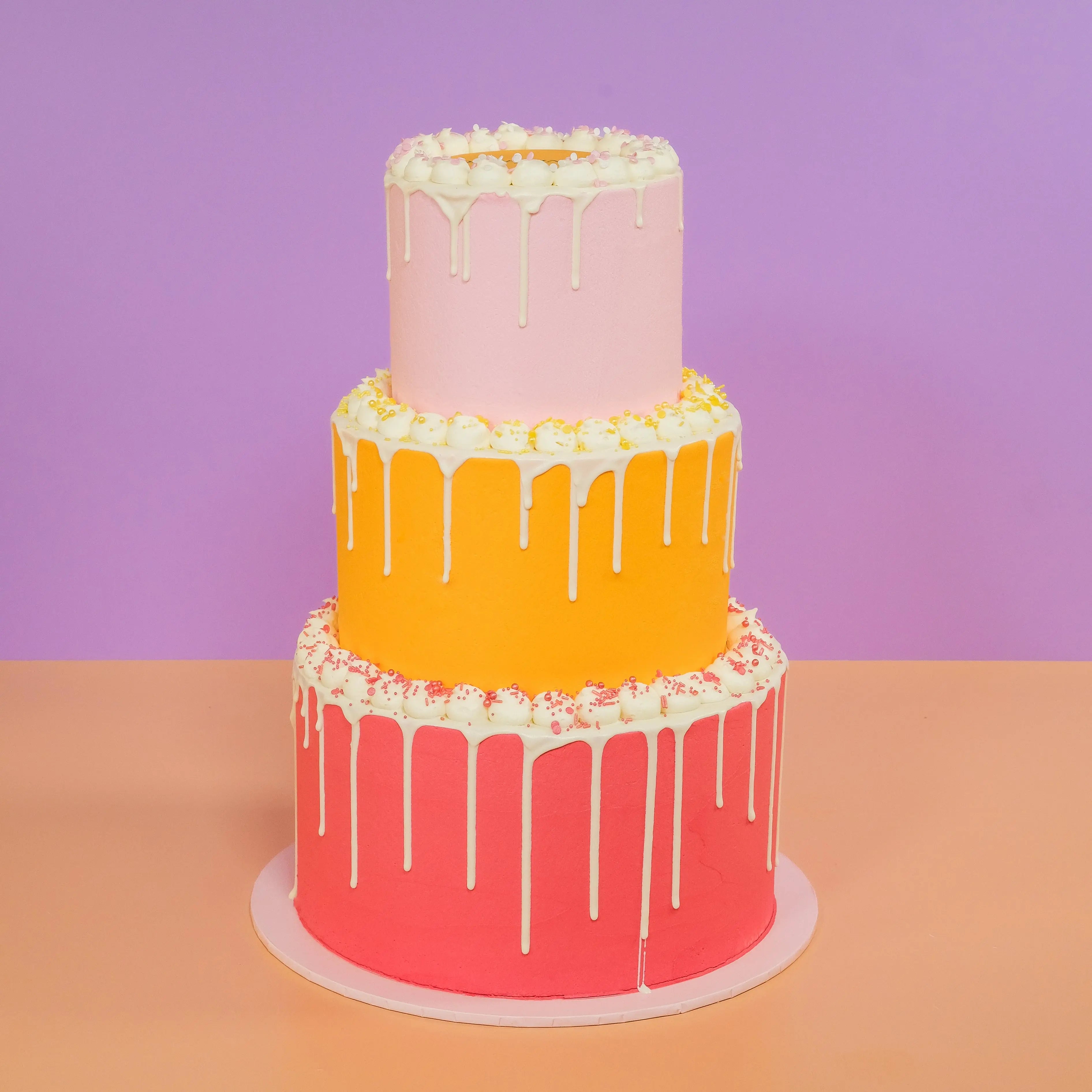 3 Tier Corporate Drip Cake with logo C&D Cakes